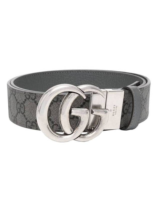 GG Marmont Reversible Leather Belt Gray Black - GUCCI - BALAAN 1