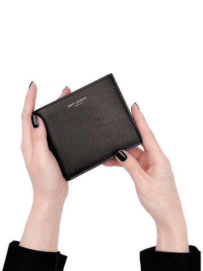 East West Leather Half Wallet Black - SAINT LAURENT - BALAAN 2