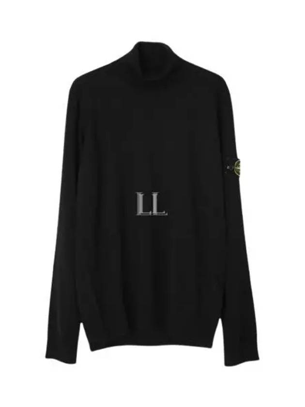 Wappen Patch Virgin Wool Turtleneck Black - STONE ISLAND - BALAAN 2