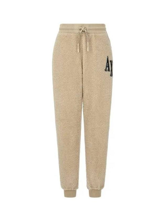 Women s Logo Patch Fleece Jogger Pants Beige 271391 - ARMANI EXCHANGE - BALAAN 1