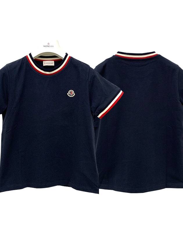 Kids Logo Patch Three Stripe Lining Short Sleeve T Shirt 12Y 14Y Navy 8C00023 83092 778 - MONCLER - BALAAN 1