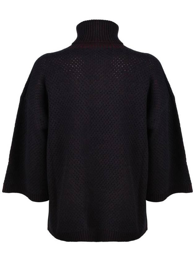 Fabiana Filippi Blue And Burgundy Mesh Turtleneck Sweater - FABIANA FILIPPI - BALAAN 2