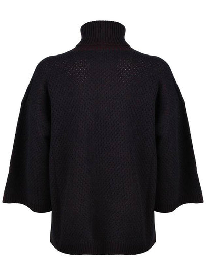 Fabiana Filippi Blue And Burgundy Mesh Turtleneck Sweater - FABIANA FILIPPI - BALAAN 2