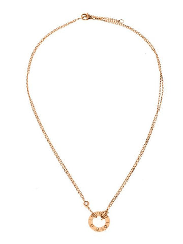 Love Logo Diamond Necklace Rose Gold - CARTIER - BALAAN.