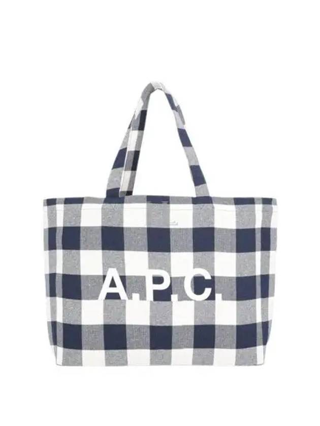 Lou Logo Check Horizontal Tote Bag White Navy - A.P.C. - BALAAN 2