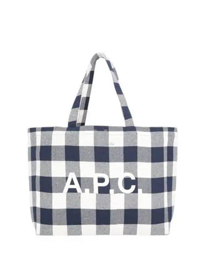 Lou Logo Check Horizontal Tote Bag White Navy - A.P.C. - BALAAN 2