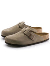 Boston Soft Footbed Suede Leather Sandals Taupe - BIRKENSTOCK - BALAAN.