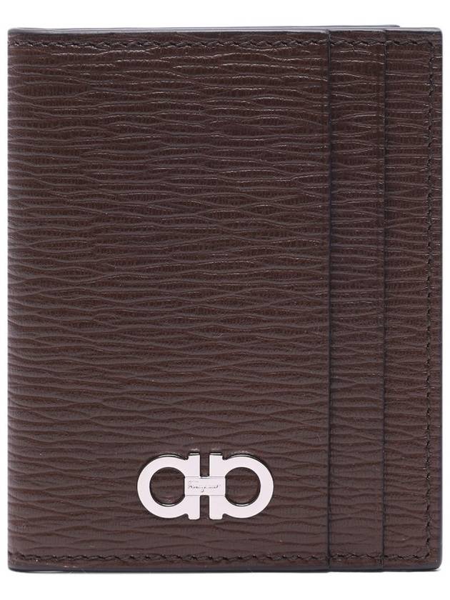 Gancini Card Wallet Brown - SALVATORE FERRAGAMO - BALAAN 3