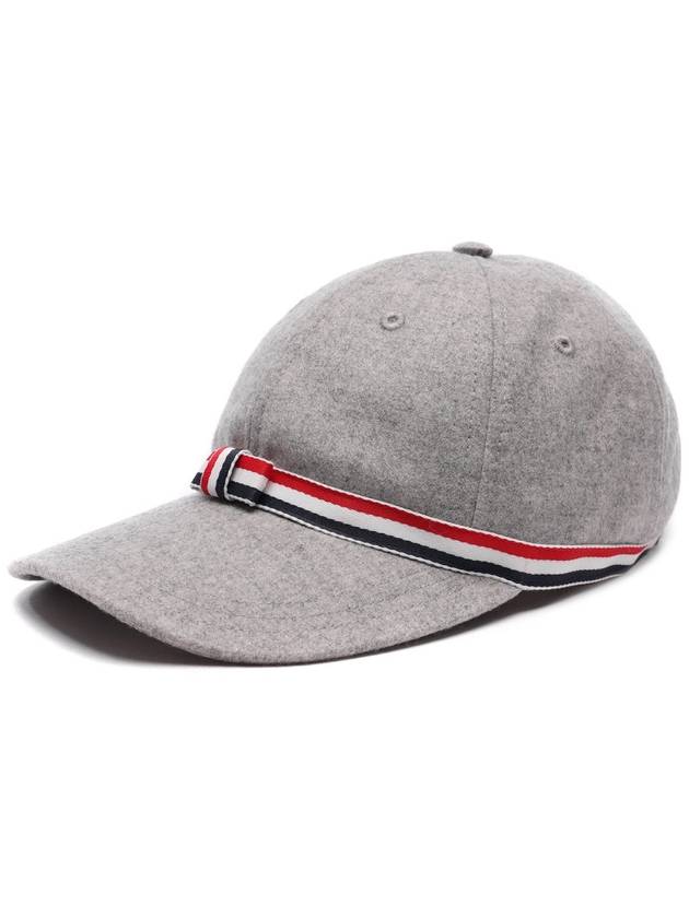 Bow Grosgrain Wool Flannel Ball Cap Light Grey - THOM BROWNE - BALAAN 3