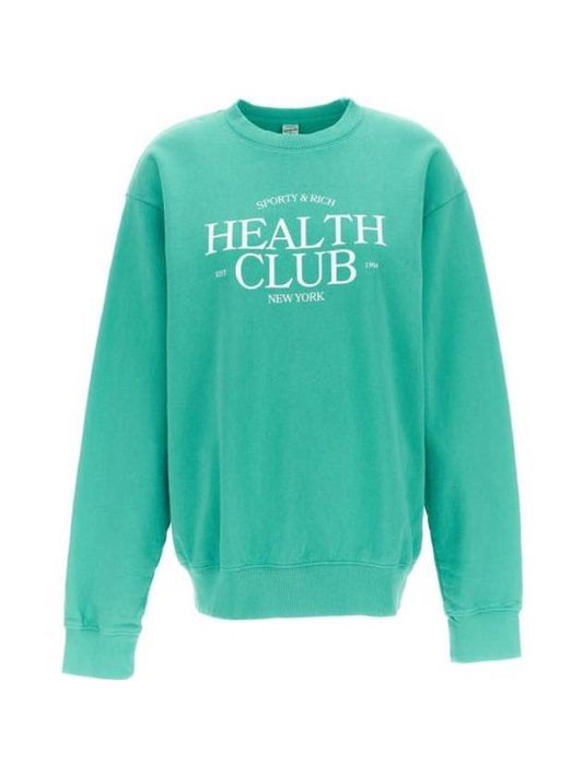 Health Club Print Cotton Sweatshirt Mint - SPORTY & RICH - BALAAN 1