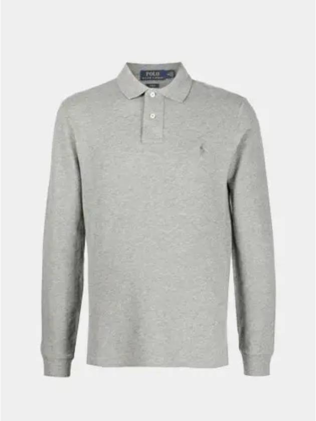 Embroidery Logo Long Sleeve Polo Shirt Grey - POLO RALPH LAUREN - BALAAN 2