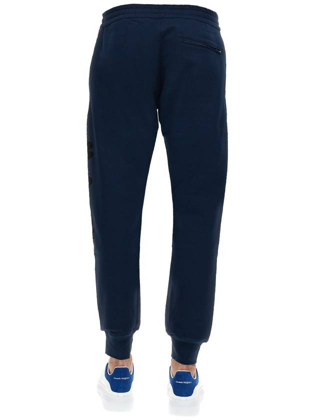 Men's Logo Print Cotton Track Pants Navy - ALEXANDER MCQUEEN - BALAAN 4