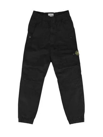 Logo Twill Cotton Cargo Track Pants Black - STONE ISLAND - BALAAN 2