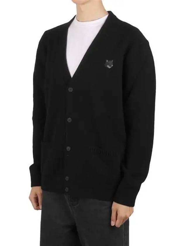 Bold Fox Head Patch Regular Lambswool Cardigan Black - MAISON KITSUNE - BALAAN 2