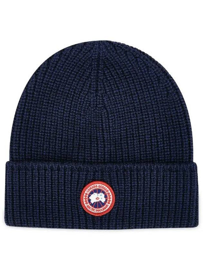 Logo Arctic Disc Rib Beanie Navy Heather - CANADA GOOSE - BALAAN 2