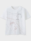 Line Drawing Half Short Sleeve T-Shirt White - NOIRER - BALAAN 3