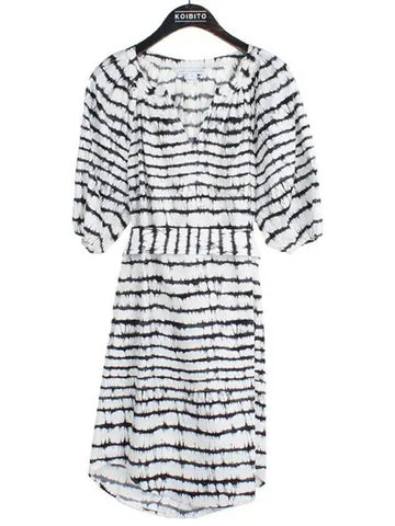 White color pattern striped dress with straps - DIANE VON FURSTENBERG - BALAAN 1