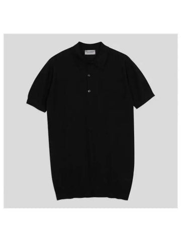 Roth knit pique collar shirt black - JOHN SMEDLEY - BALAAN 1