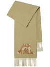 Fox Embroidered Wool Cashmere Scarf Hunter - BURBERRY - BALAAN 1