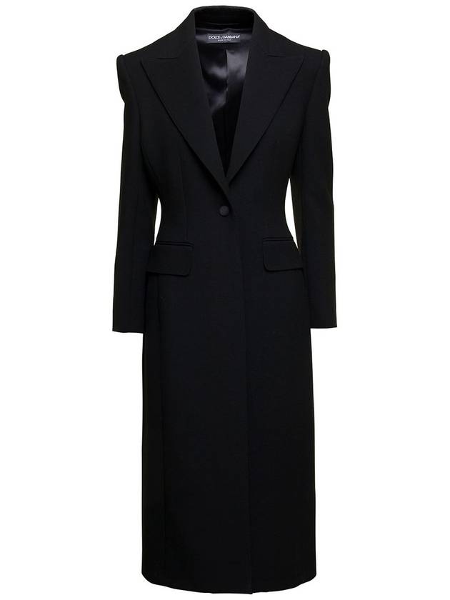 wool blend single coat black - DOLCE&GABBANA - BALAAN 3