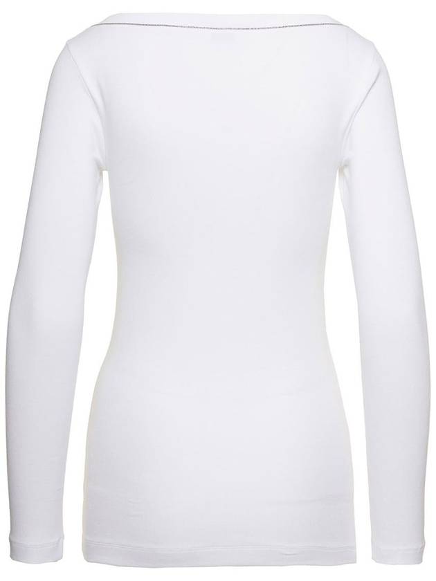 V-neck long sleeve t-shirt M0TC8BJ302 C159 BIANCO B0170374850 - BRUNELLO CUCINELLI - BALAAN 3