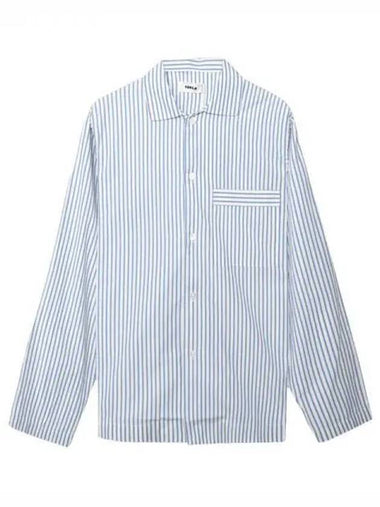 Poplin Pajamas Long Sleeve Shirt Blue Stripes - TEKLA - BALAAN 1