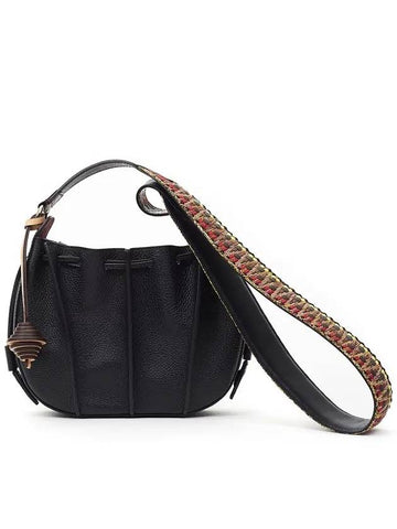 Sienna Drawstring Bucket Bag Jet Black - DONIRAY - BALAAN 1