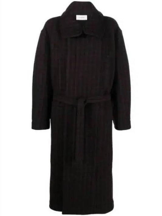 Women's Check Wool Single Coat Dark Brown - LEMAIRE - BALAAN 2