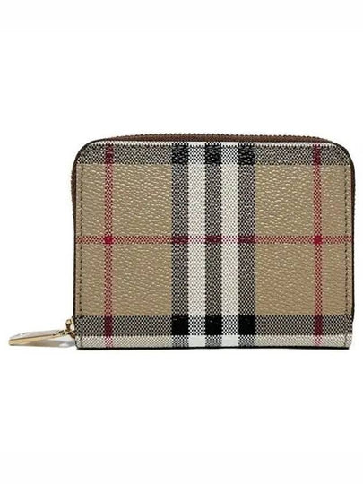 Check Leather Coin Wallet Beige - BURBERRY - BALAAN 2