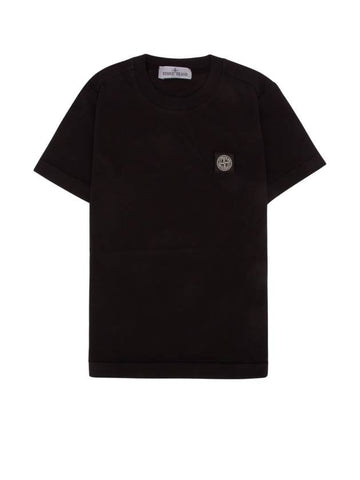 Kids Wappen Patch Short Sleeve T-Shirt Black - STONE ISLAND - BALAAN 1