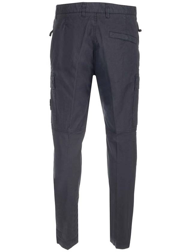 Stretch Cotton Gabardine Garment Dyed Cargo Straight Pants Navy - STONE ISLAND - BALAAN 3