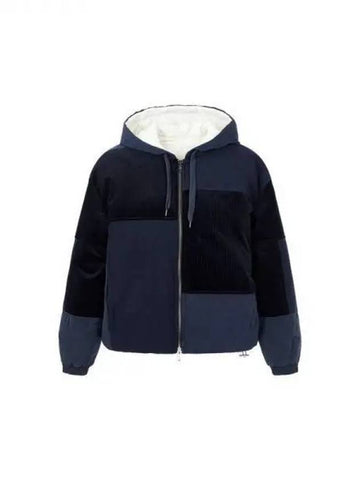 Women s Hooded Patchwork Down Jumper Navy 270884 - EMPORIO ARMANI - BALAAN 1