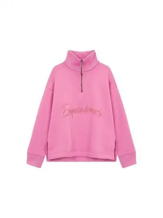 Women s embroidered logo half zip up sweatshirt pink 271270 - EMPORIO ARMANI - BALAAN 1