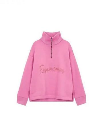 Women s embroidered logo half zip up sweatshirt pink 271270 - EMPORIO ARMANI - BALAAN 1