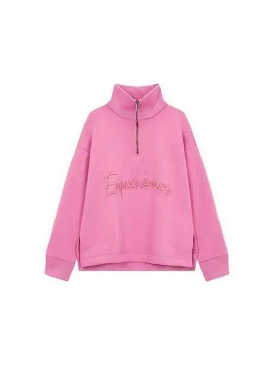 Women s embroidered logo half zip up sweatshirt pink 271270 - EMPORIO ARMANI - BALAAN 1