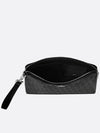 Homme Leather Zipper Pouch Clutch Bag Black - DIOR - BALAAN.