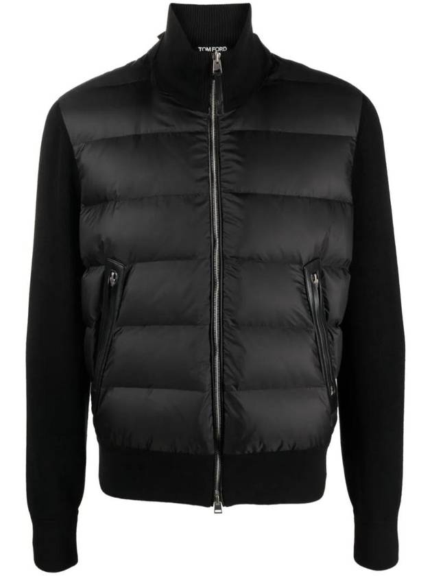 Padded Panel Knit Zip-Up Jacket Black - TOM FORD - BALAAN 1