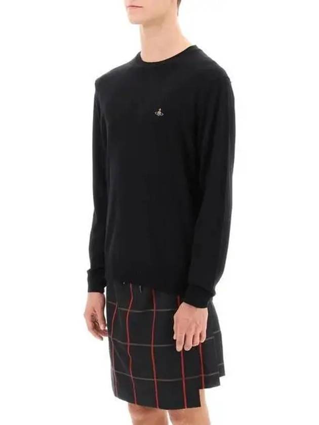 Logo Embroided Merino Wool Knit Top Black - VIVIENNE WESTWOOD - BALAAN 4