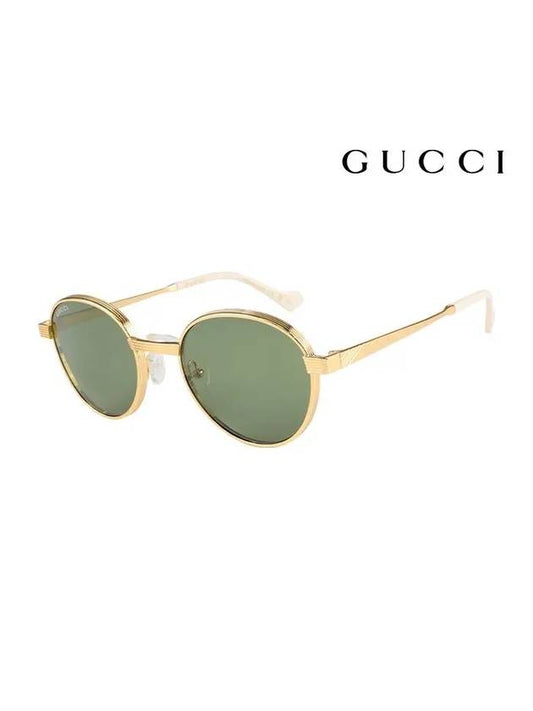 Eyewear Round Metal Sunglasses Green Gold - GUCCI - BALAAN 2