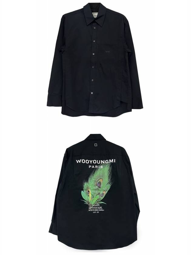 Feather Print Back Logo Long Sleeve Shirt Black - WOOYOUNGMI - BALAAN 5