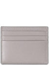 V Logo Signature Leather Card Holder Pearl Grey - VALENTINO - BALAAN 4