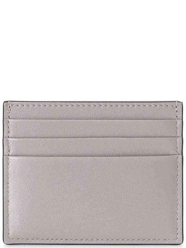 V Logo Signature Leather Card Holder Pearl Grey - VALENTINO - BALAAN 4