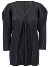 Women's Pleats Button Cardigan Black - ISSEY MIYAKE - BALAAN 1