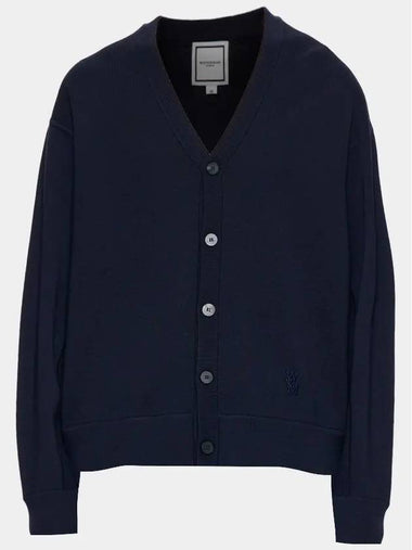 Men s V neck wool cardigan navy W241KN03505N - WOOYOUNGMI - BALAAN 1