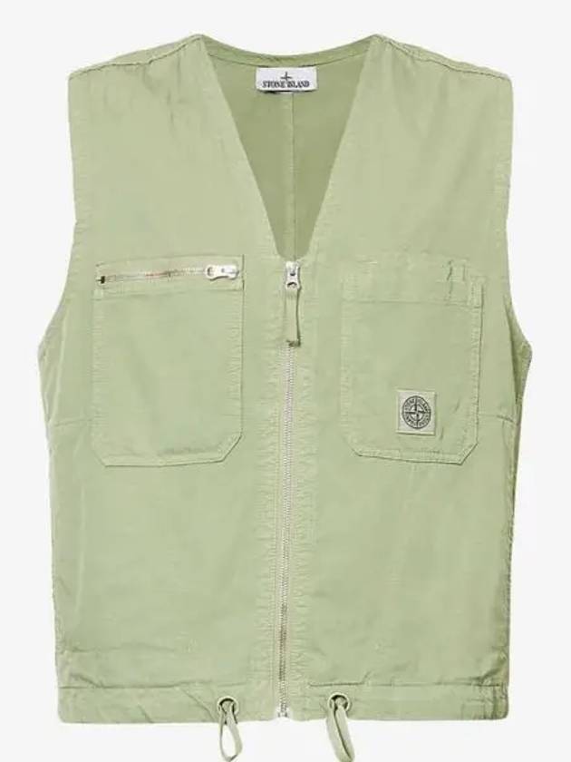 Cupro Cotton Twill TC Logo Patch Vest Green - STONE ISLAND - BALAAN 2