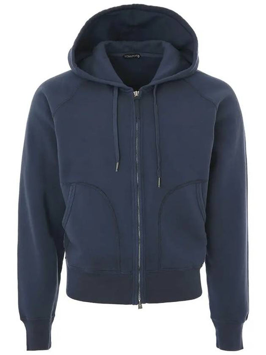 Zipped Drawstring Hooded Jacket Blue - TOM FORD - BALAAN 2