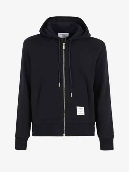 Center Back Stripe Cotton Zip Up Hoodie Navy - THOM BROWNE - BALAAN 2