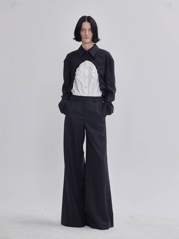 back plate pleated detail wide pants deep gray - LIE - BALAAN 5