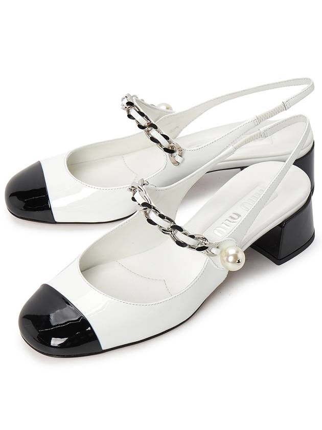 Two Tone Patent Leather Slingback Pumps White - MIU MIU - BALAAN 2