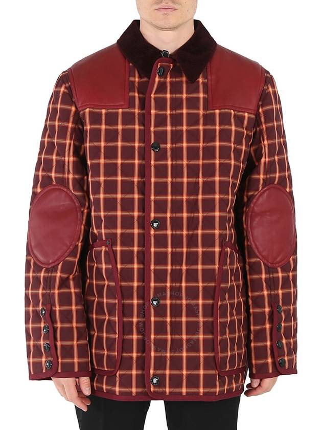 Burberry Men's Burgundy Check Reversible Quilted Jacket, Size Large - BURBERRY - BALAAN 1